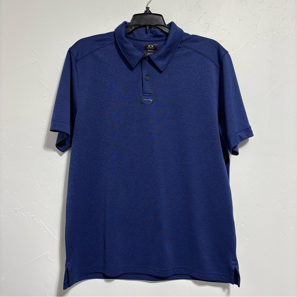 Oakley Regular Fit Short Sleeve Polo Men's Large Blue Athletic Casual FLAW Shirt - Picture 1 of 9